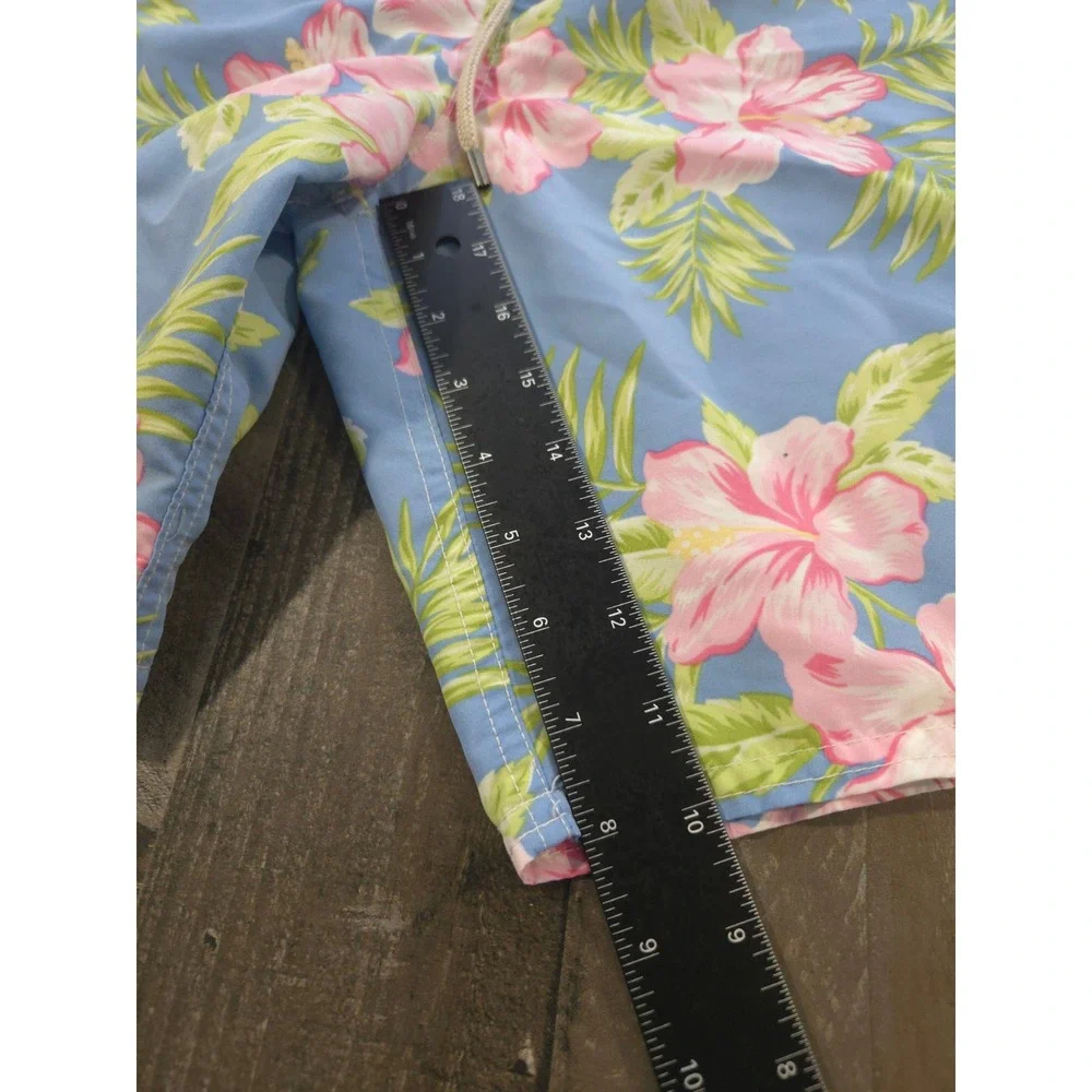 Polo Ralph Lauren Mens XL Blue Pink Hibiscus Floral Tropical Swim Trunks Shorts